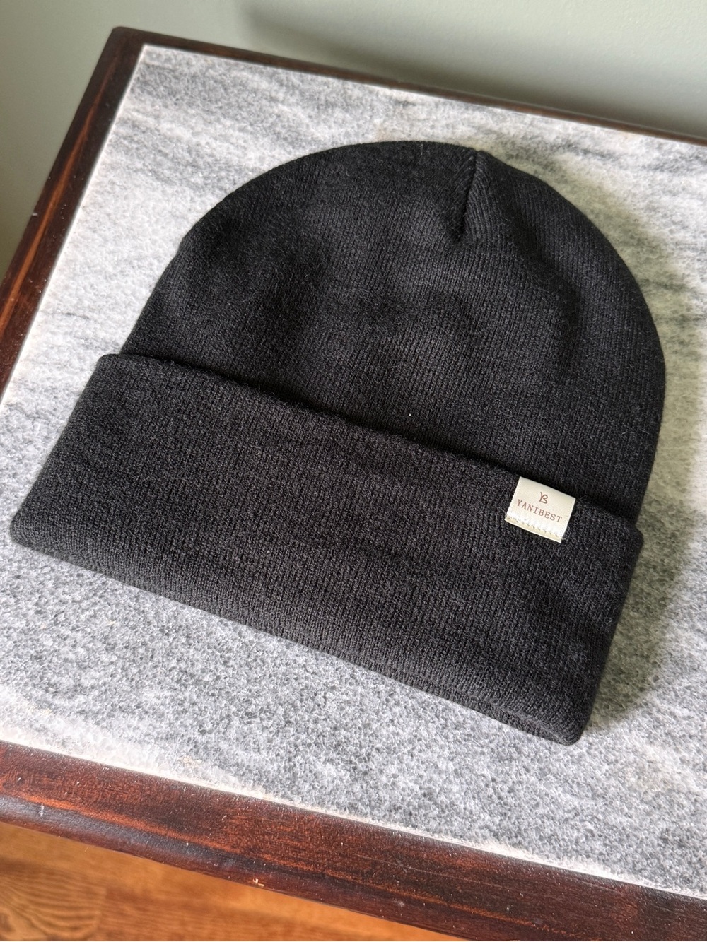 YANIBEST Black Cuffed Knit Beanie - Satin interior